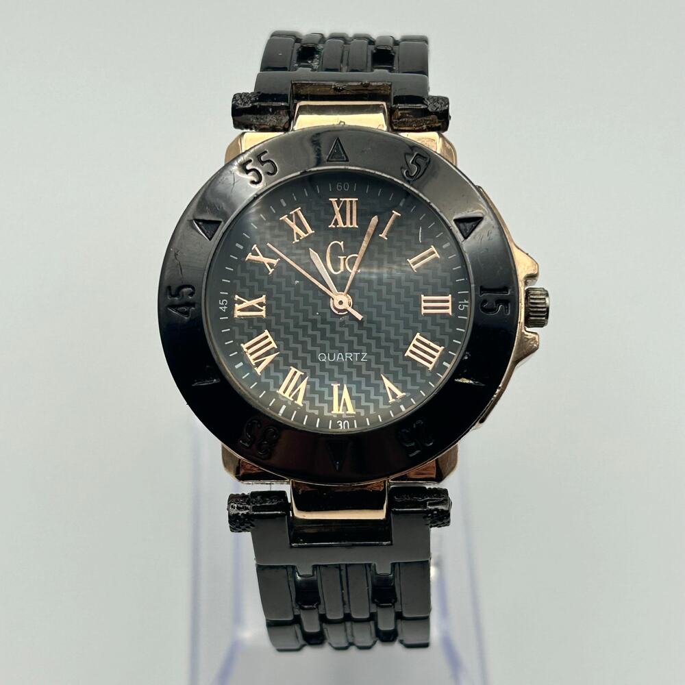 GC Guess Collection Black & Rose Gold Women’s Watch Working New Battery